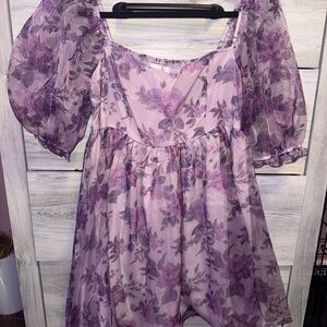 Francesca's Collections Purple Floral Mini Dress